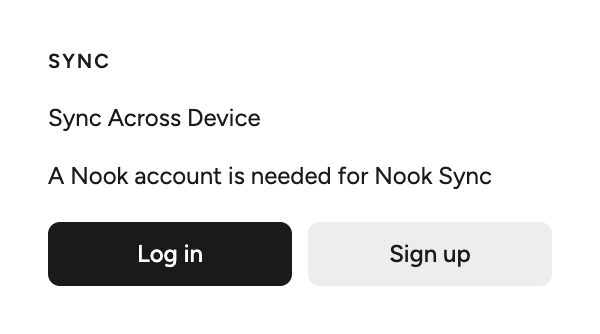 Desktop Settings: Sync with Log in and Sign up