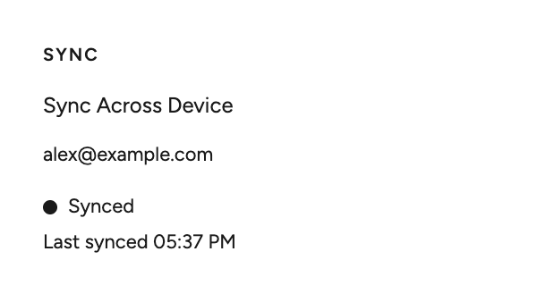 Desktop Sync: Synced and Last synced status